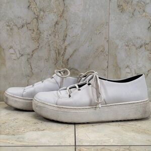 Women’s Eileen Fisher White Leather Lace-Up Sneakers - Size 7.5